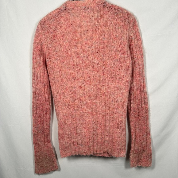 Crazy Horse womens cardigan mohair blend rib knit button front medium pink - Picture 10 of 13
